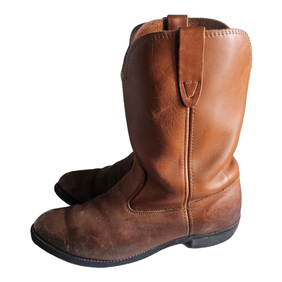 Shoes Vintage Brown Leather Pull On Work Boots Made In Usa Mens 1d